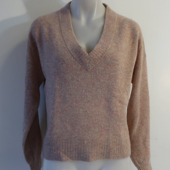 Womens 27 Miles Pink, Multi-Color 100% Cashmere V-Neck Sweater S - Picture 2 of 11